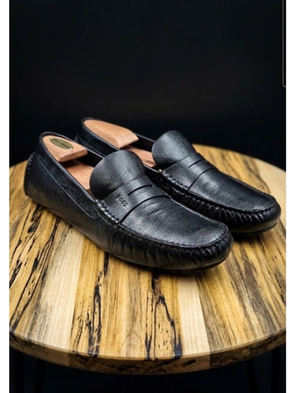 Hugo Boss Black Leather Moc Driving Penny Loafer Shoe Men 8 -Preppy